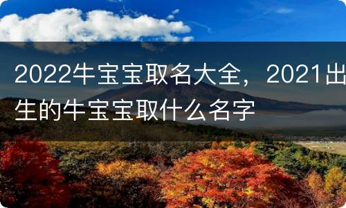 2022牛宝宝取名大全，2021出生的牛宝宝取什么名字