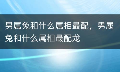 男属兔和什么属相最配，男属兔和什么属相最配龙