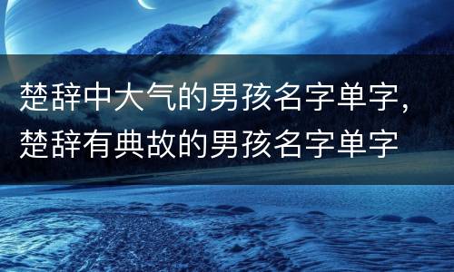 楚辞中大气的男孩名字单字，楚辞有典故的男孩名字单字