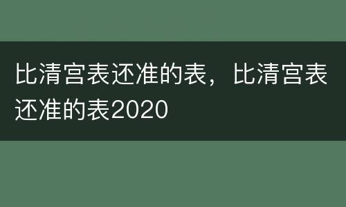 比清宫表还准的表，比清宫表还准的表2020