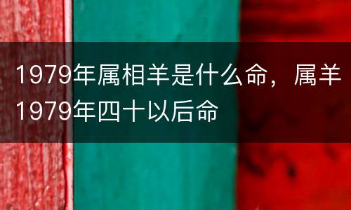 1979年属相羊是什么命，属羊1979年四十以后命