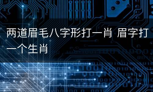 两道眉毛八字形打一肖 眉字打一个生肖