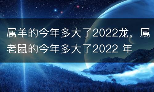属羊的今年多大了2022龙，属老鼠的今年多大了2022 年