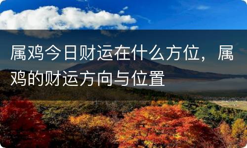 属鸡今日财运在什么方位，属鸡的财运方向与位置