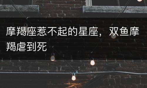 摩羯座惹不起的星座，双鱼摩羯虐到死