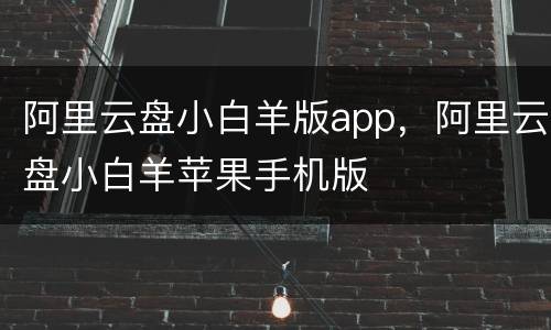 阿里云盘小白羊版app，阿里云盘小白羊苹果手机版