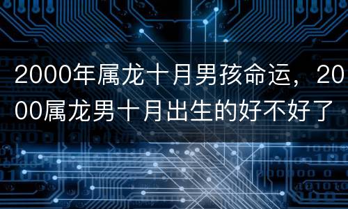2000年属龙十月男孩命运，2000属龙男十月出生的好不好了