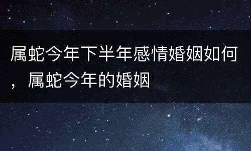 属蛇今年下半年感情婚姻如何，属蛇今年的婚姻