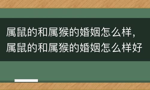 属鼠的和属猴的婚姻怎么样，属鼠的和属猴的婚姻怎么样好不好