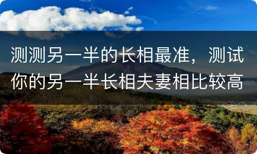 测测另一半的长相最准，测试你的另一半长相夫妻相比较高的软件？