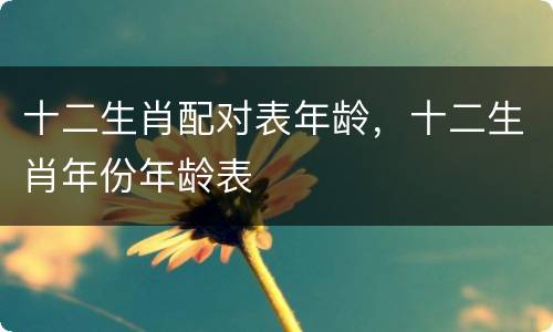十二生肖配对表年龄，十二生肖年份年龄表