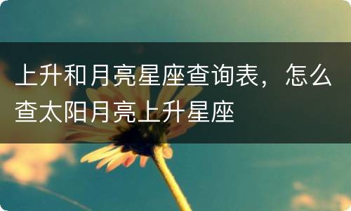 上升和月亮星座查询表，怎么查太阳月亮上升星座