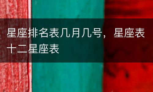 星座排名表几月几号，星座表十二星座表