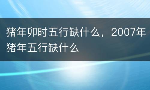 猪年卯时五行缺什么，2007年猪年五行缺什么
