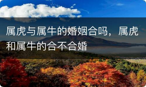 属虎与属牛的婚姻合吗，属虎和属牛的合不合婚
