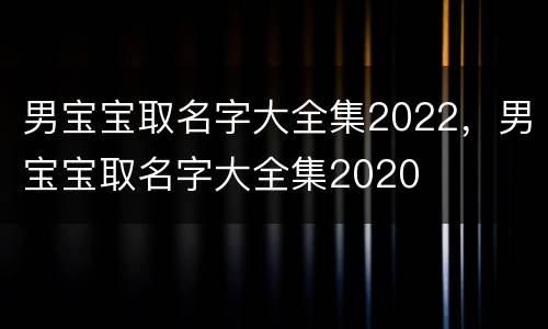 男宝宝取名字大全集2022，男宝宝取名字大全集2020