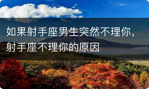 如果射手座男生突然不理你，射手座不理你的原因