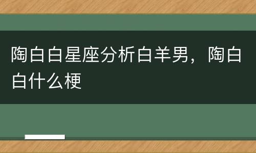 陶白白星座分析白羊男，陶白白什么梗