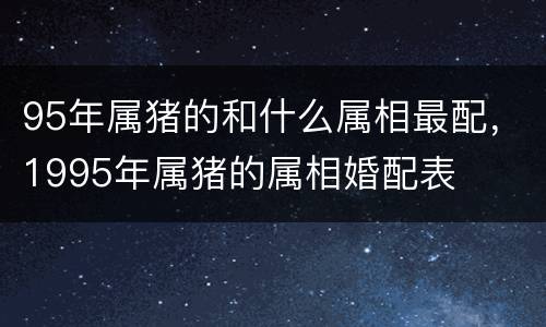 95年属猪的和什么属相最配，1995年属猪的属相婚配表
