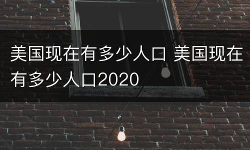 美国现在有多少人口 美国现在有多少人口2020