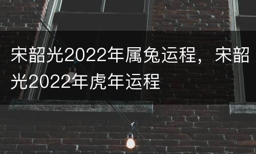 宋韶光2022年属兔运程，宋韶光2022年虎年运程
