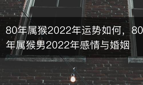 80年属猴2022年运势如何，80年属猴男2022年感情与婚姻