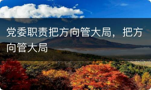 党委职责把方向管大局，把方向管大局