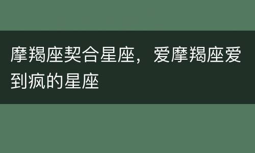 摩羯座契合星座，爱摩羯座爱到疯的星座