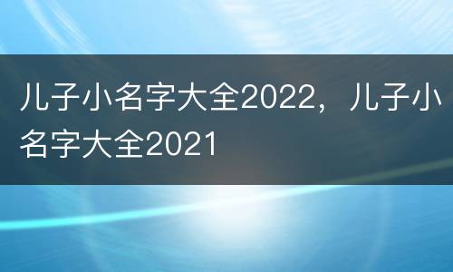 儿子小名字大全2022，儿子小名字大全2021