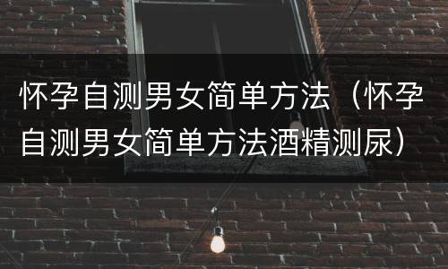 怀孕自测男女简单方法（怀孕自测男女简单方法酒精测尿）