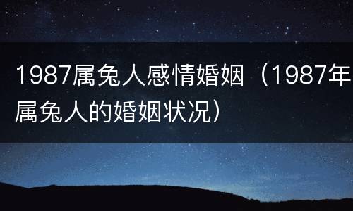 1987属兔人感情婚姻（1987年属兔人的婚姻状况）
