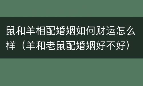 鼠和羊相配婚姻如何财运怎么样（羊和老鼠配婚姻好不好）