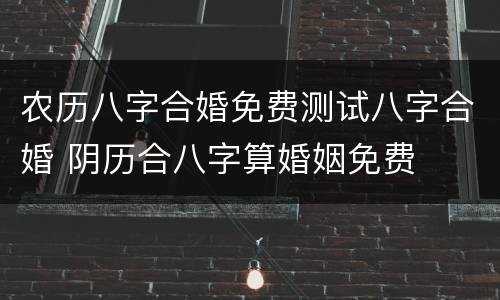 农历八字合婚免费测试八字合婚 阴历合八字算婚姻免费