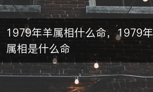 1979年羊属相什么命，1979年属相是什么命
