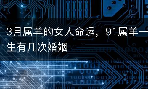 3月属羊的女人命运，91属羊一生有几次婚姻