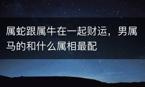 属蛇跟属牛在一起财运，男属马的和什么属相最配