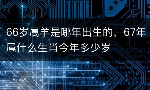 66岁属羊是哪年出生的，67年属什么生肖今年多少岁