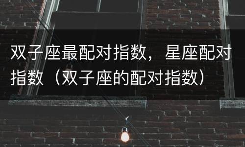 双子座最配对指数，星座配对指数（双子座的配对指数）