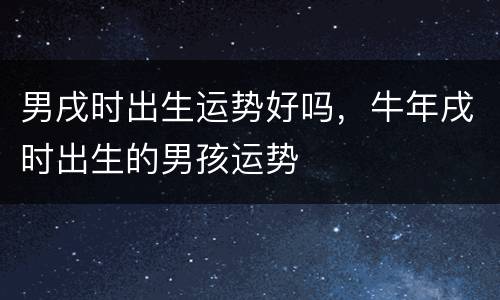 男戌时出生运势好吗，牛年戌时出生的男孩运势