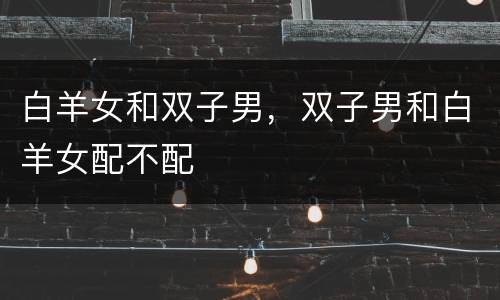 白羊女和双子男，双子男和白羊女配不配