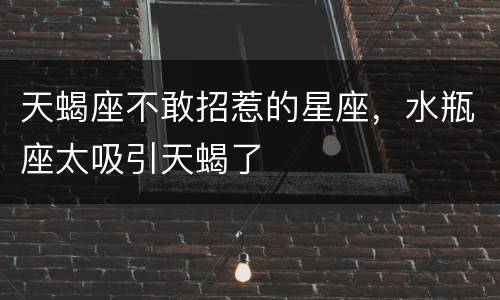 天蝎座不敢招惹的星座，水瓶座太吸引天蝎了