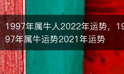 1997年属牛人2022年运势，1997年属牛运势2021年运势