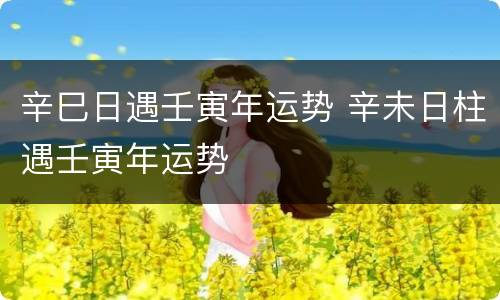 辛巳日遇壬寅年运势 辛未日柱遇壬寅年运势