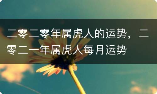 二零二零年属虎人的运势，二零二一年属虎人每月运势