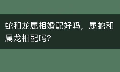 蛇和龙属相婚配好吗，属蛇和属龙相配吗？