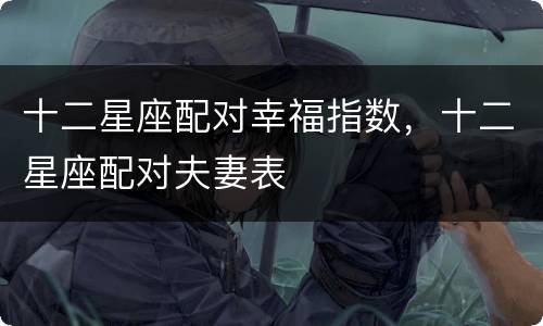 十二星座配对幸福指数，十二星座配对夫妻表
