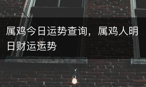 属鸡今日运势查询，属鸡人明日财运运势