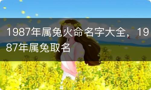 1987年属兔火命名字大全，1987年属兔取名