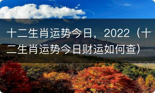 十二生肖运势今日，2022（十二生肖运势今日财运如何查）