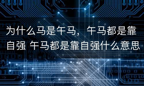 为什么马是午马，午马都是靠自强 午马都是靠自强什么意思